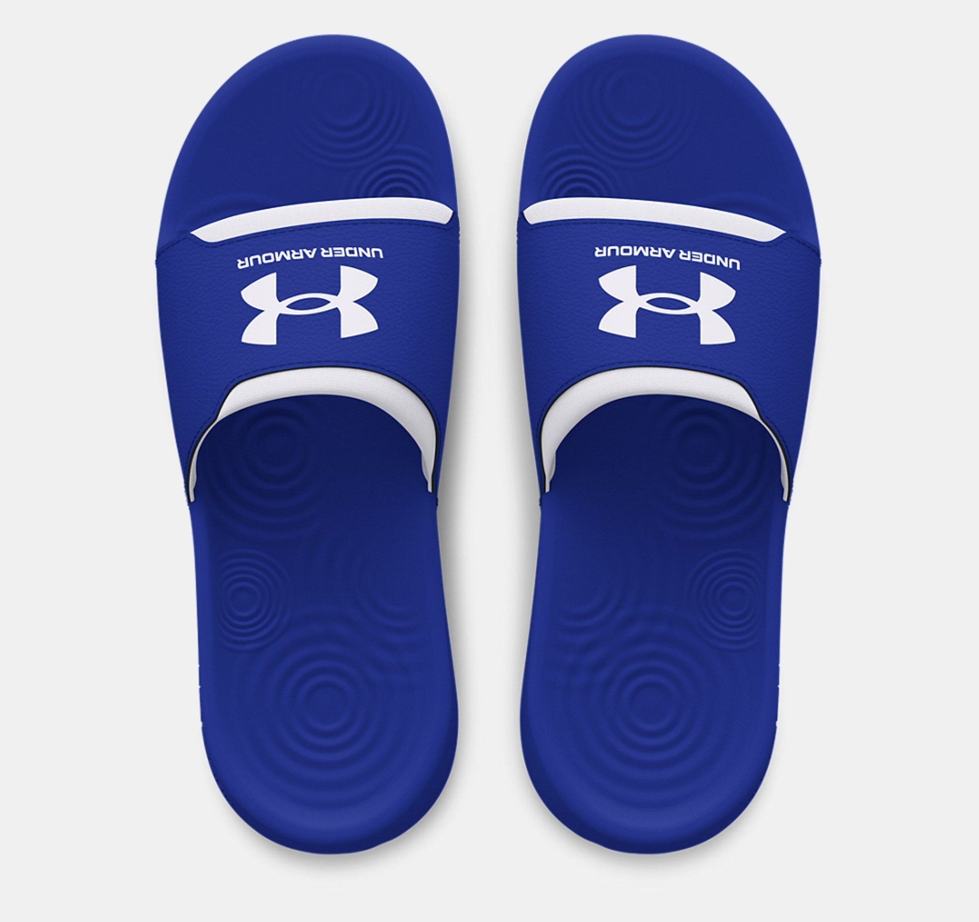 Under Armour Men's UA Ignite Select Slides in blue, featuring a comfortable design for post-workout relaxation.