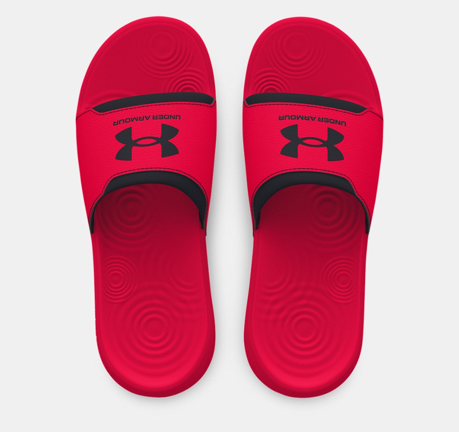 Under Armour Men's UA Ignite Select Slides in vibrant red, featuring advanced cushioning for post-workout comfort.