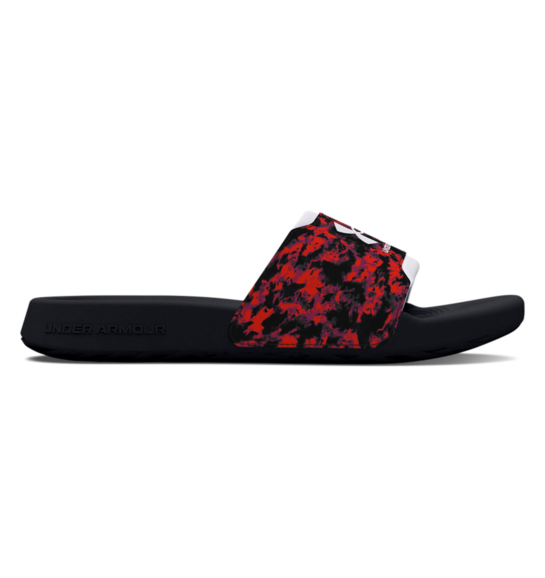 Under Armour Men's UA Ignite Select Slides in black and red, featuring advanced cushioning for ultimate comfort and style.