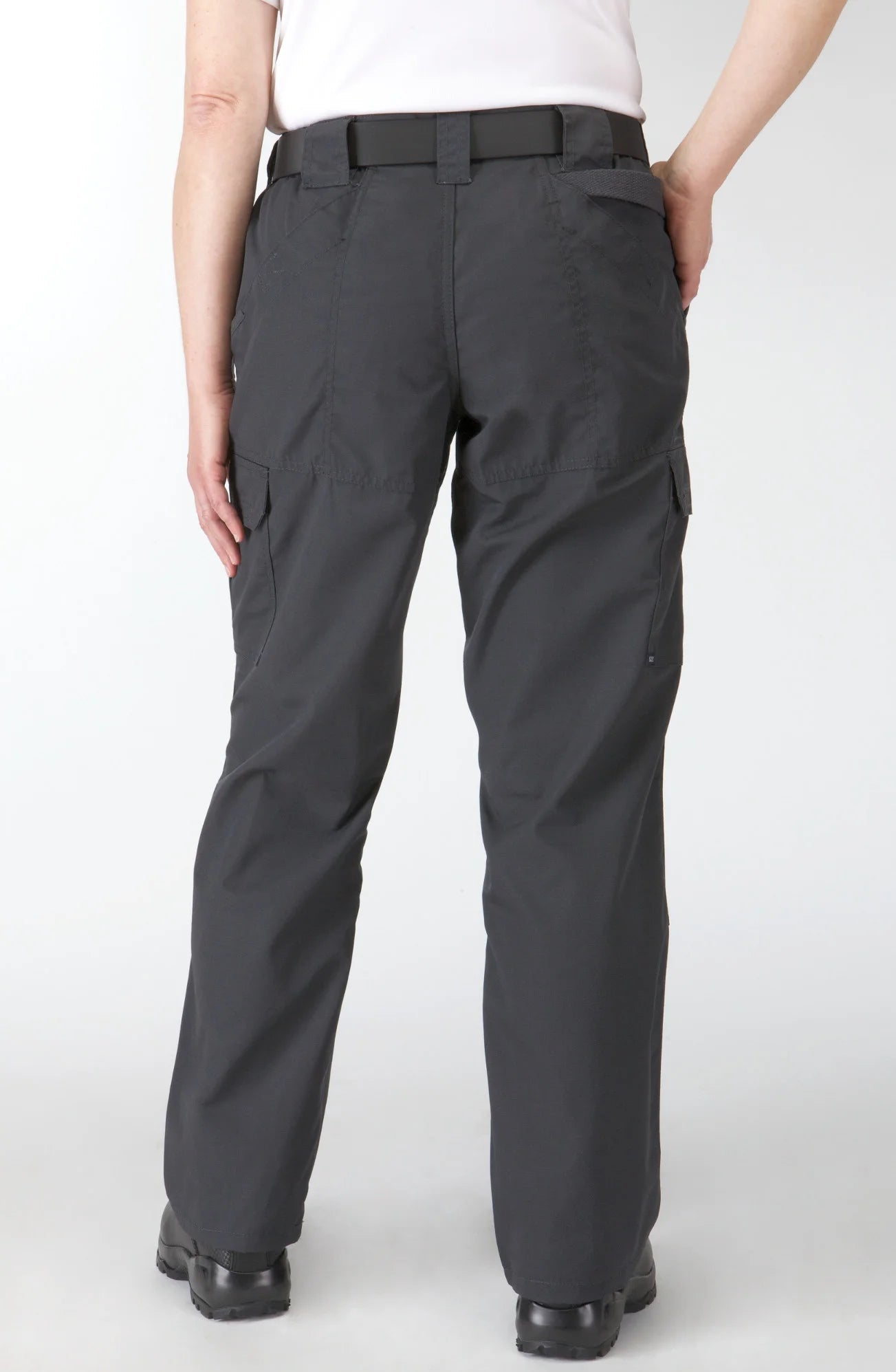 5.11 Tactical Women's TACLITE Pro Pants 64360 in Charcoal, front view with double-reinforced knees and D-ring