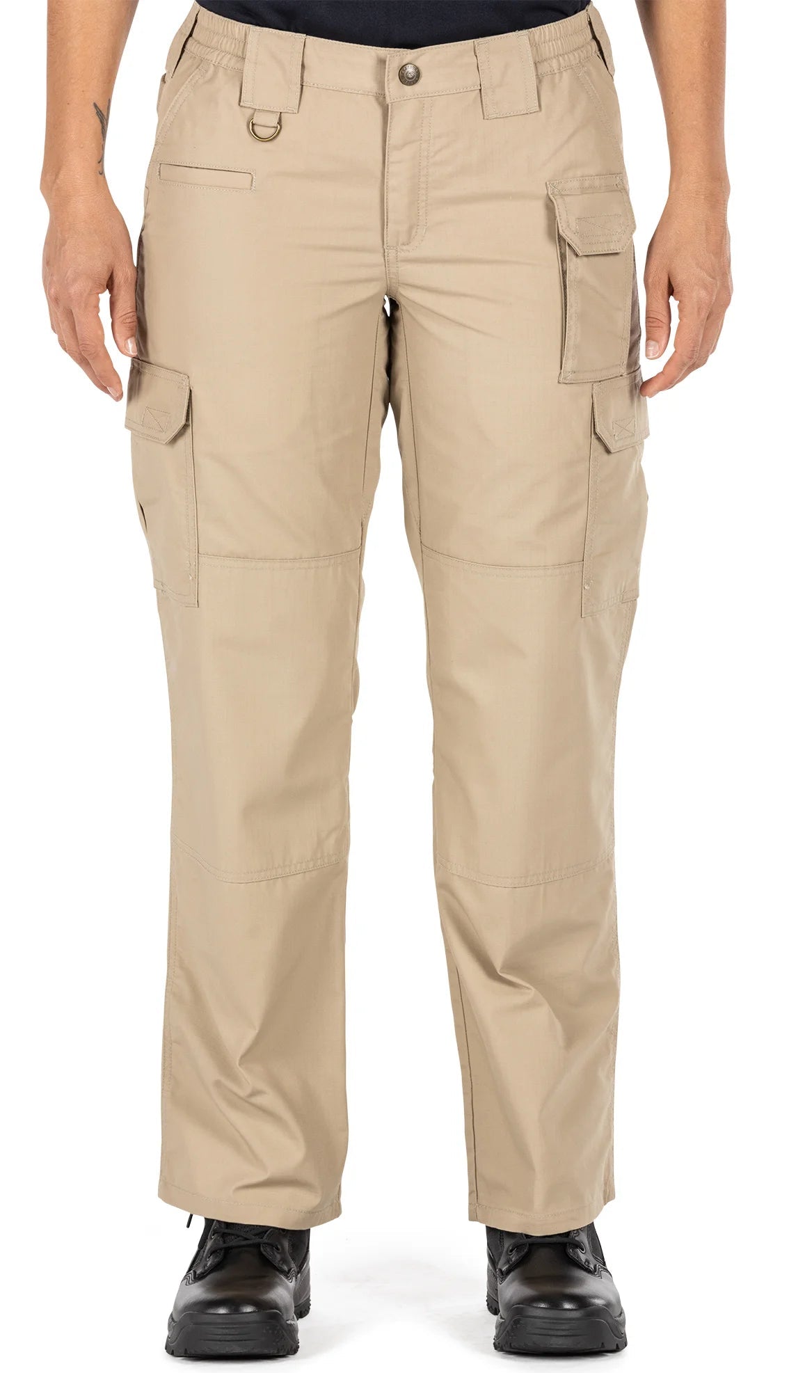 5.11 Tactical Women's TACLITE Pro Pants 64360 in TDU Khaki, model wearing full-length front view