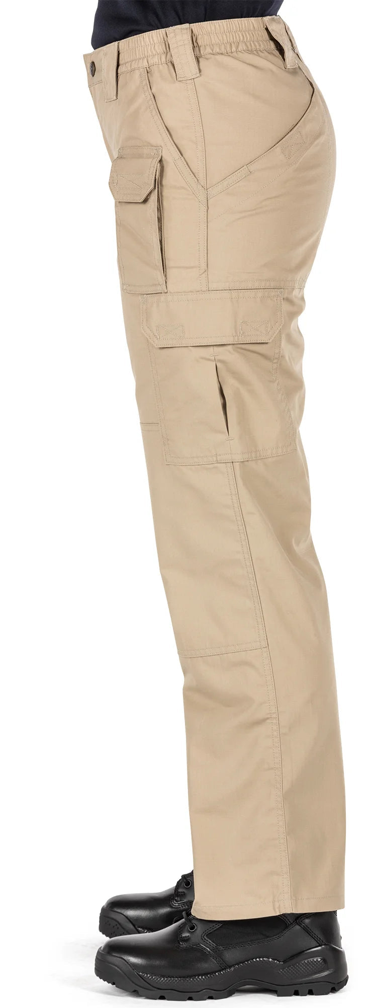5.11 Tactical Women's TACLITE Pro Pants 64360 in TDU Khaki, model styled with black duty boots