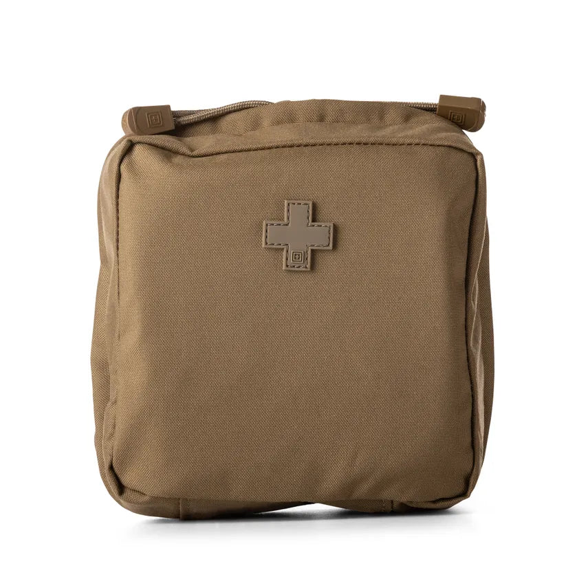 front view of kangaroo tan 5.11 Tactical 6x6 Medical Pouch MOLLE SlickStick Mount | 58715