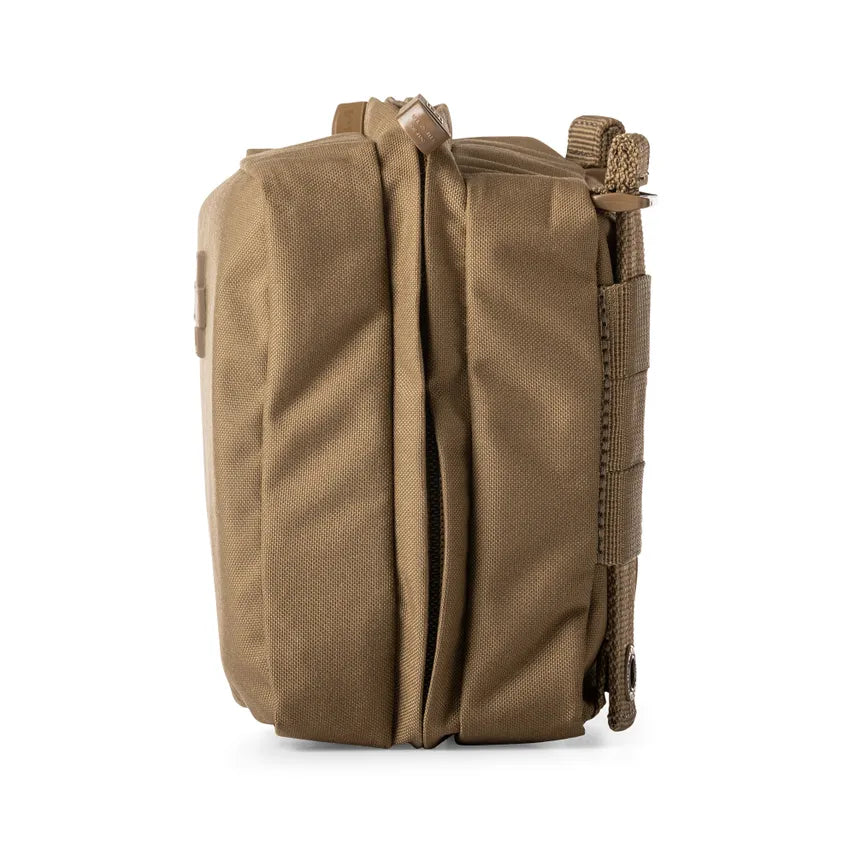 side view of kangaroo tan 5.11 Tactical 6x6 Medical Pouch MOLLE SlickStick Mount | 58715