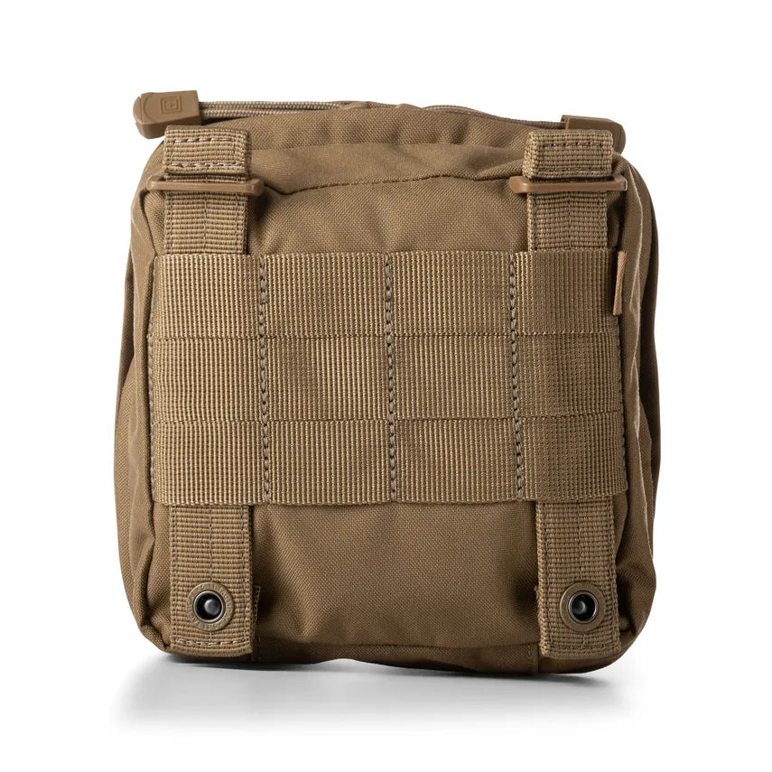 rear view of kangaroo tan 5.11 Tactical 6x6 Medical Pouch MOLLE SlickStick Mount | 58715