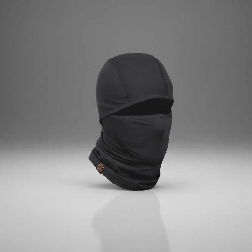 Black balaclava on a gray background