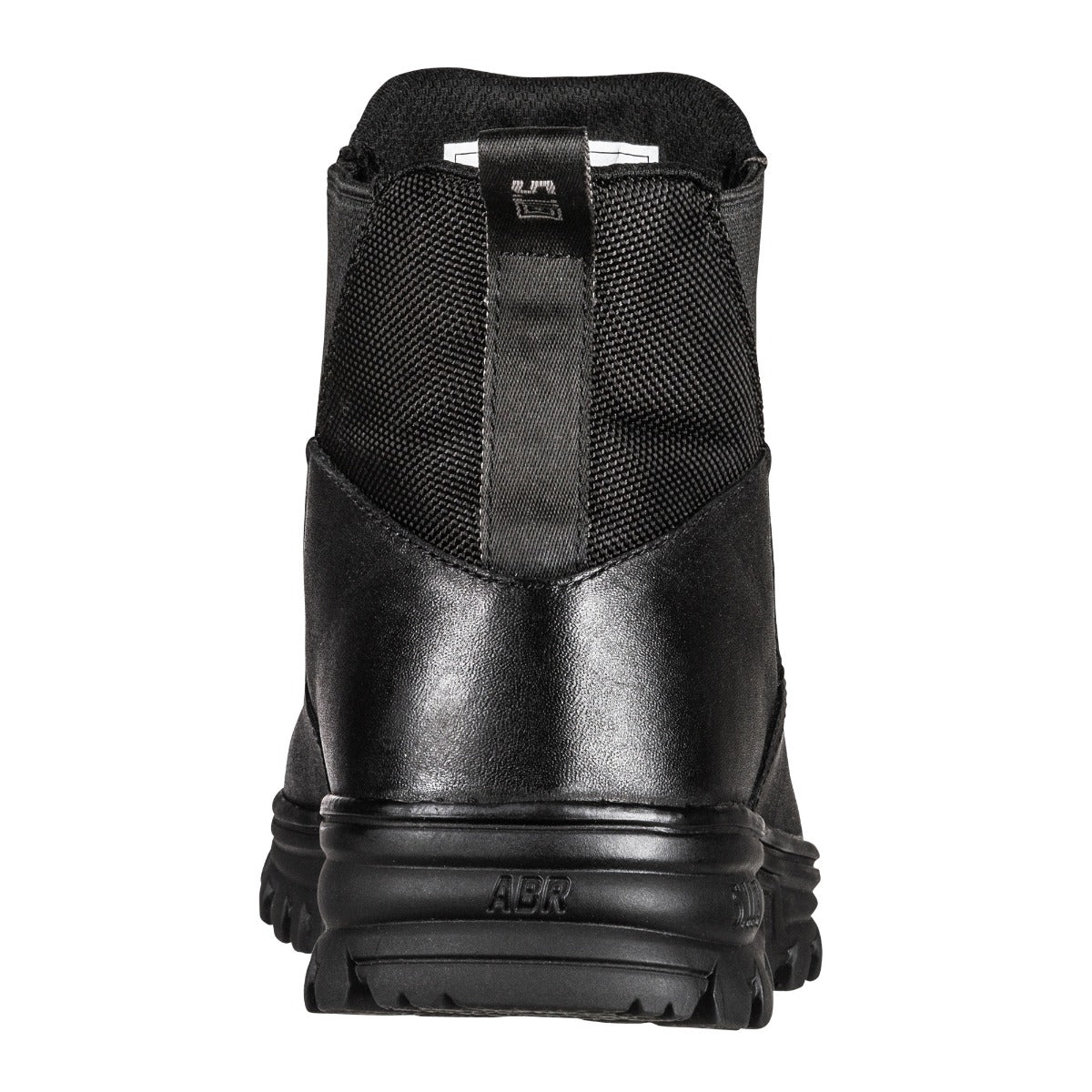 Black boot with mesh back on a white background