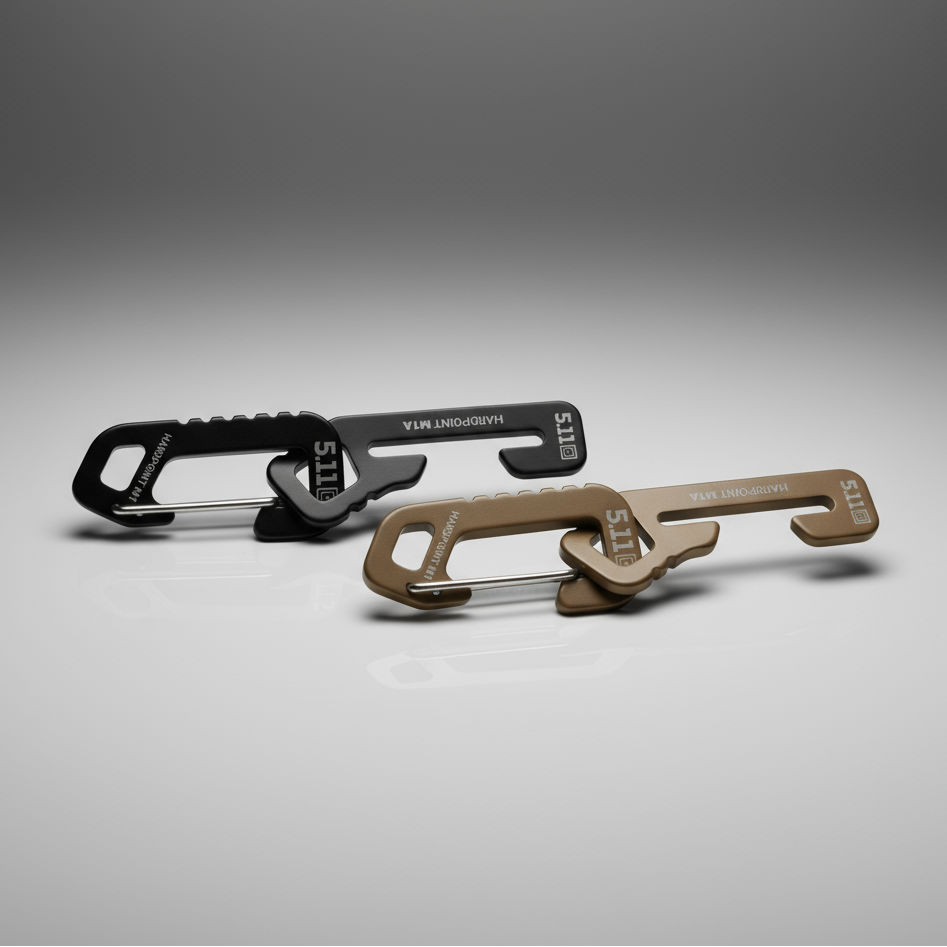 Two 5.11 Tactical Hardpoint M1 + MD in Black or Kangaroo Tan | 56642, one black and one brown, on a gray background