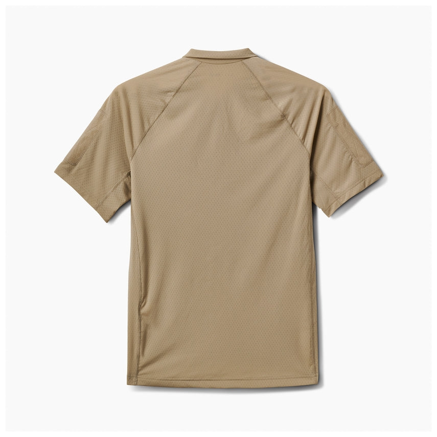 Beige short-sleeve shirt on a white background