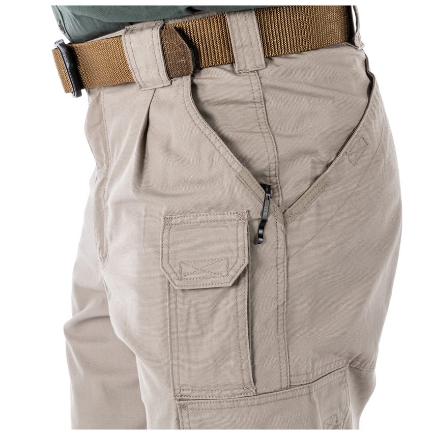 5.11 Tactical 100% Cotton Canvas Pants detail with zipper pocket and durable design for tactical use.