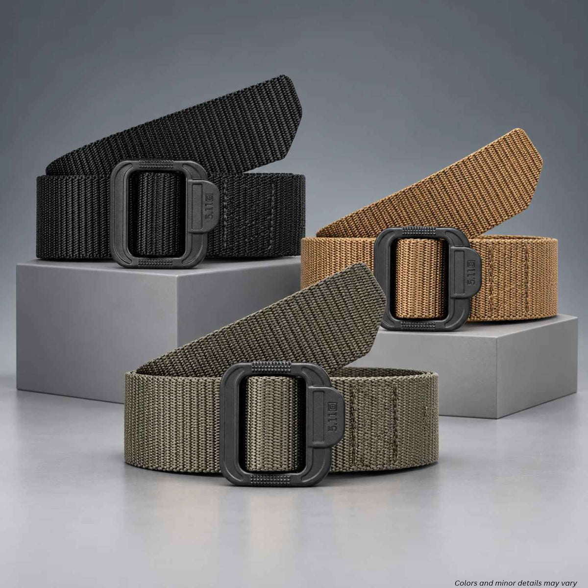 5.11 Tactical 1.5 inch TDU Belt 59551 nylon web belt with non-metallic buckle, front view
