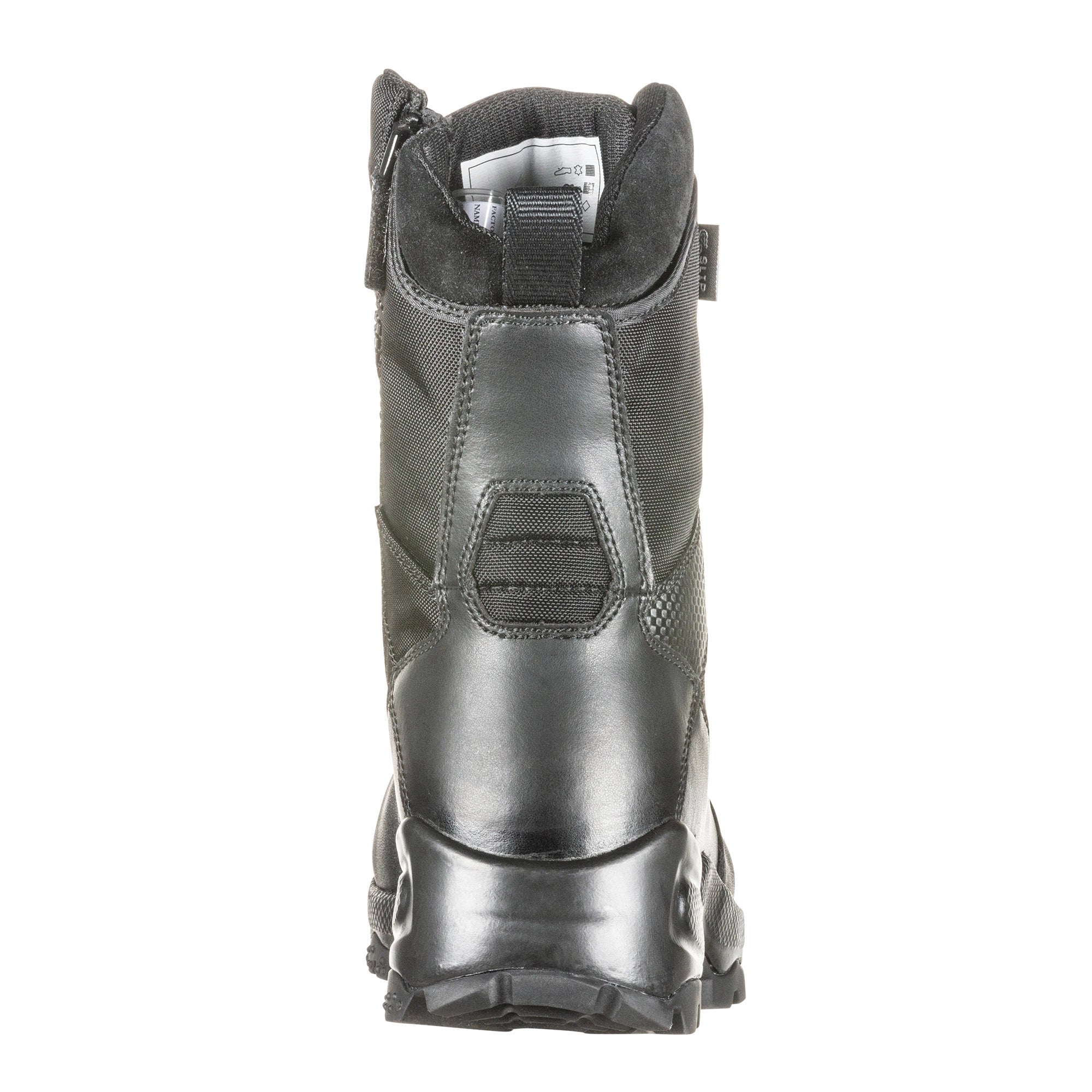 Black tactical boot on a white background