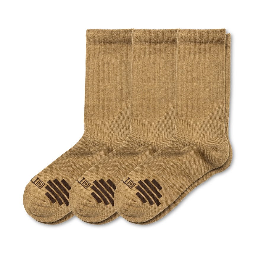 5.11 Tactical Duty Ready Plus Crew Socks 3-Pack MPN 10044 Dark Coyote three pairs
