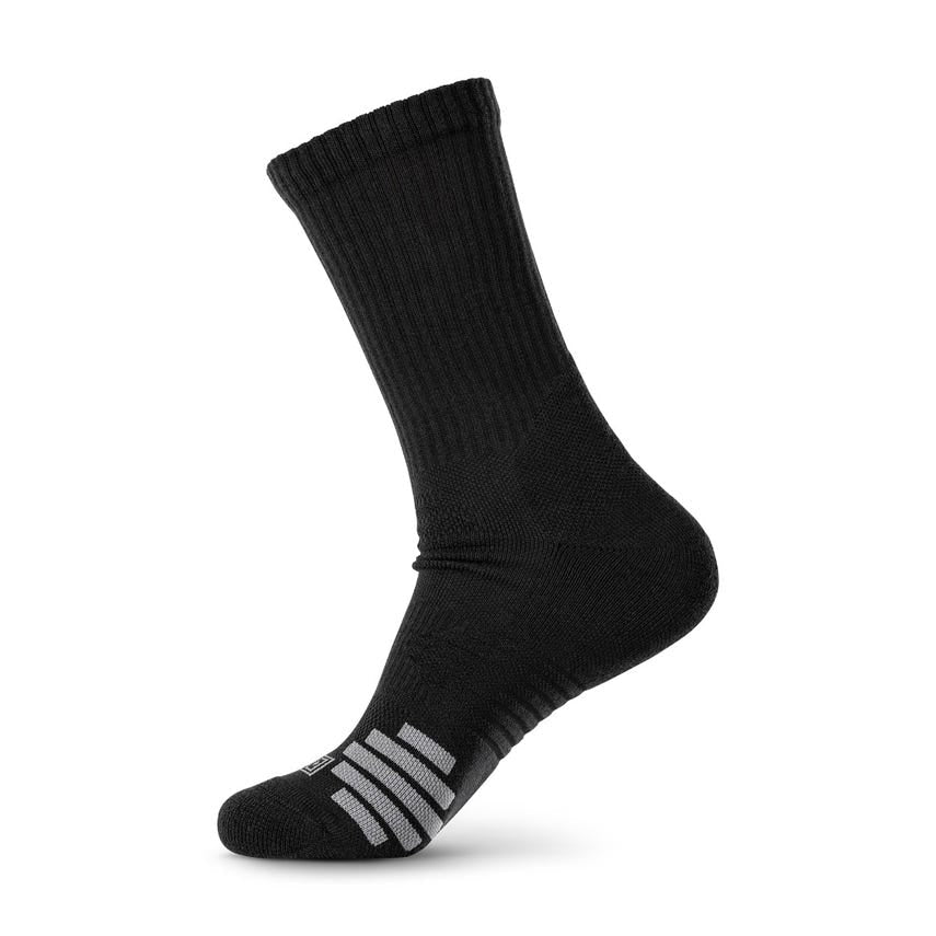 5.11 Tactical Duty Ready Plus Crew Socks 3-Pack MPN 10044 Black right foor standing