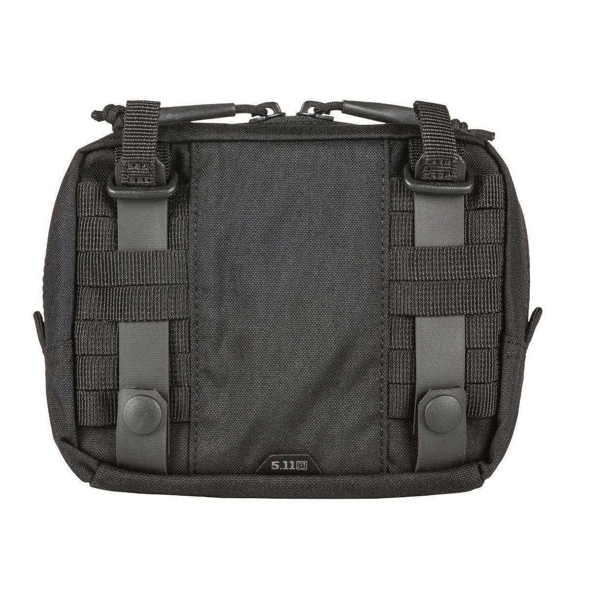 Black  of black tactical pouch with straps on a white background