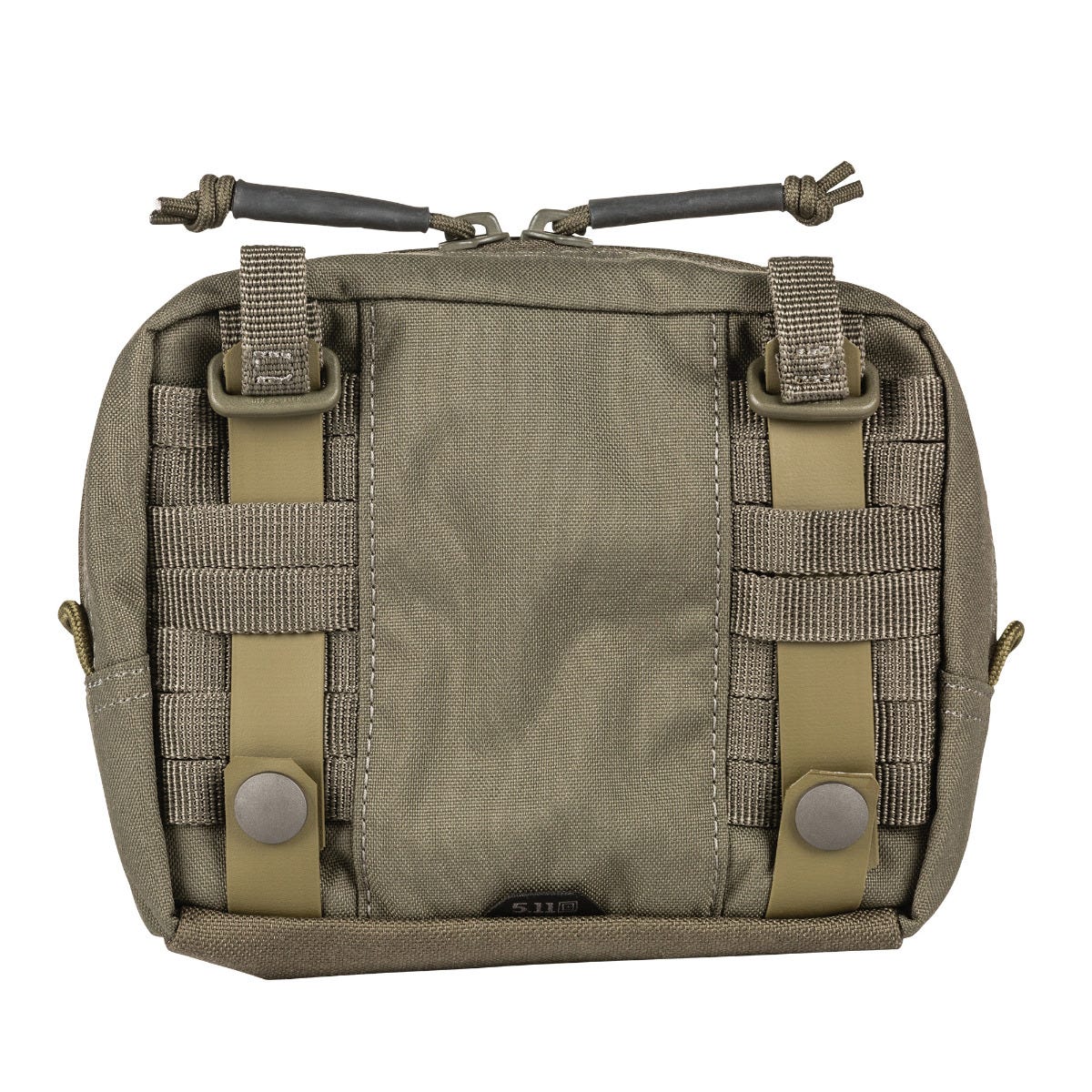 Tactical pouch with multiple straps and zippers on a white background