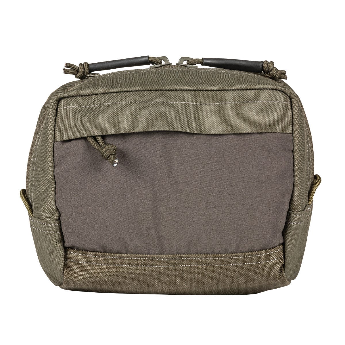 Multicolored tactical pouch with multiple compartments on a white background