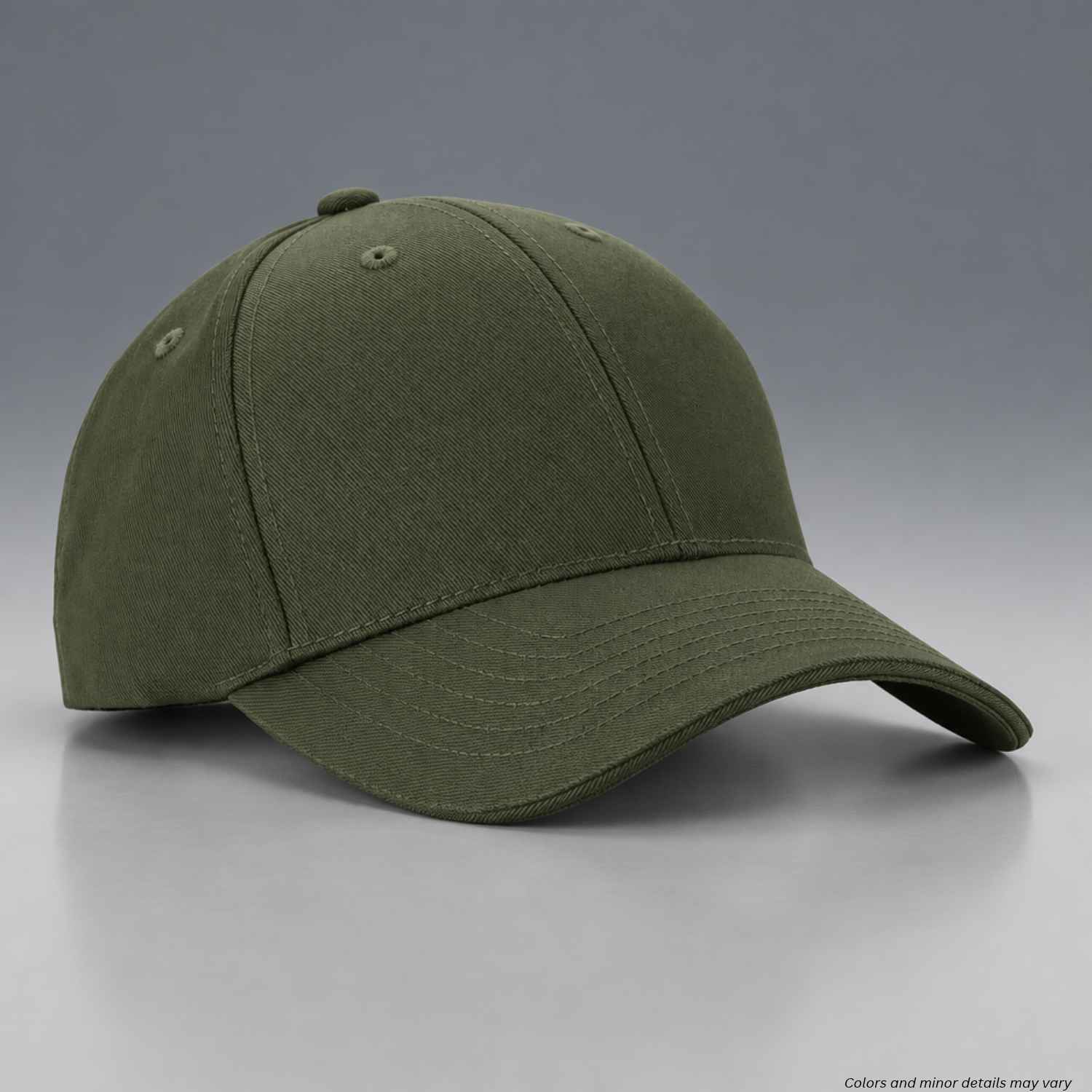 TDU green 5.11 Tactical Uniform Hat 89260 ABR, front three-quarter view of the blank structured crown and curved brim