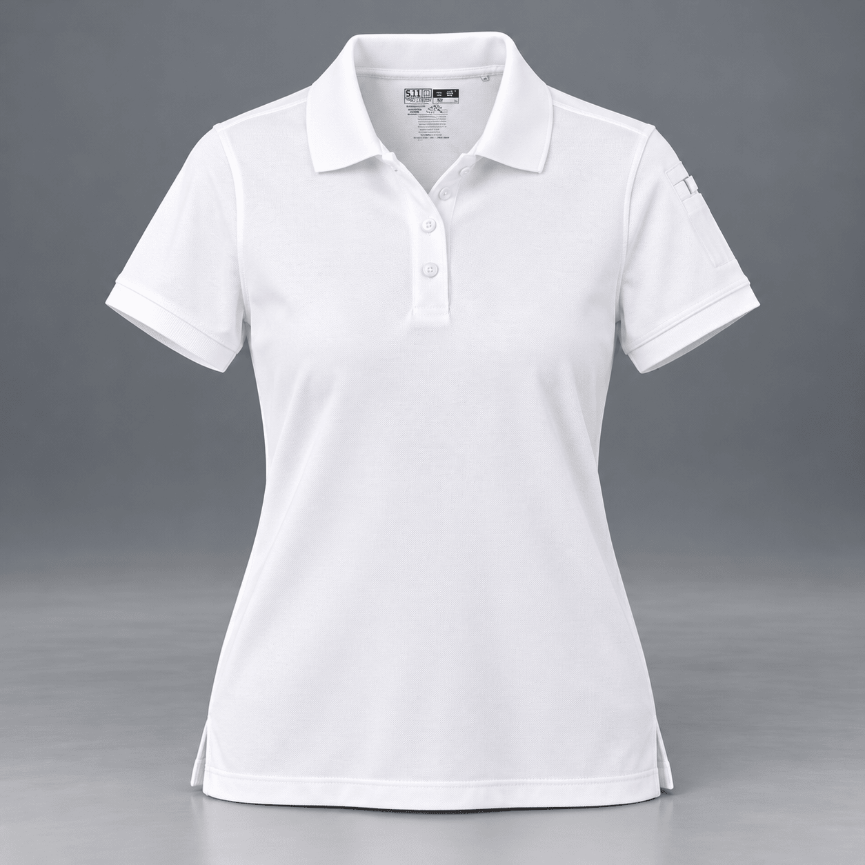 5.11 Women's Professional Pique Polo 61166 in White, front view with side vents