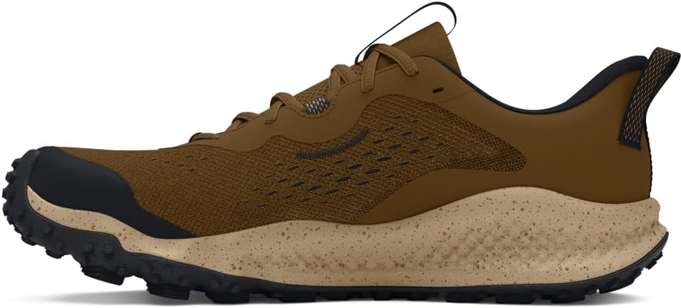 Brown and beige sneaker with black sole on a white background