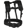 Black tactical harness on a white background