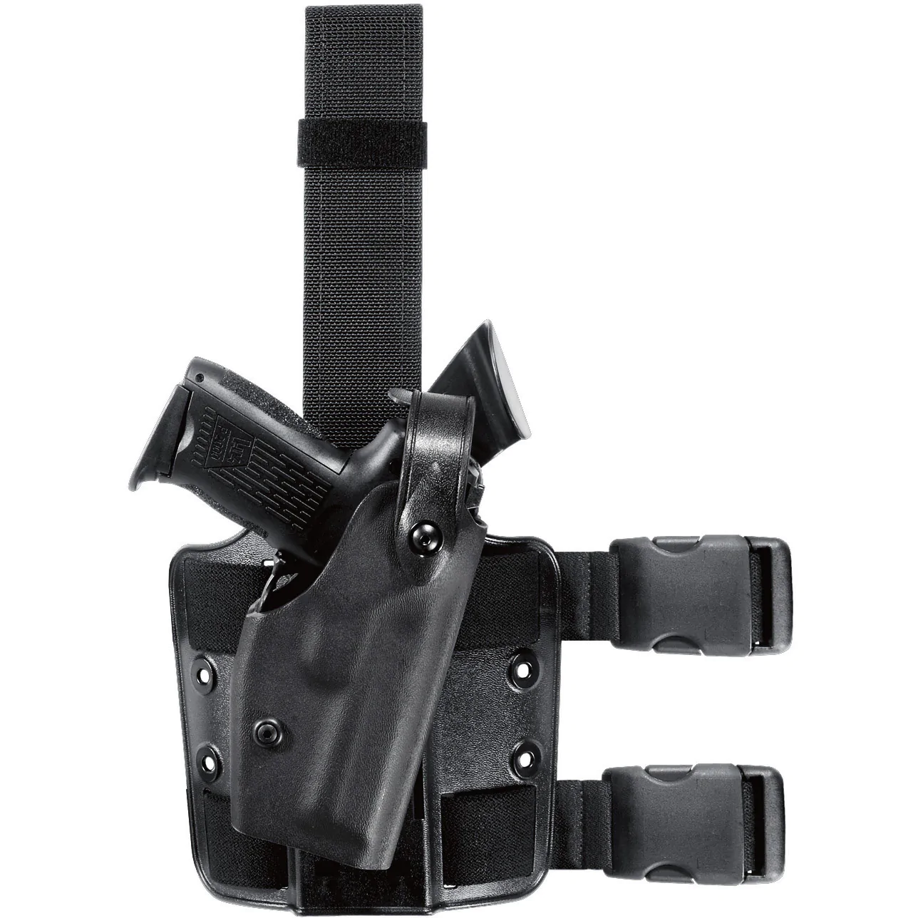 Safariland Model 6004 SLS Tactical Holster securely holding Sig Sauer P229R DAK with SureFire Light attachment.