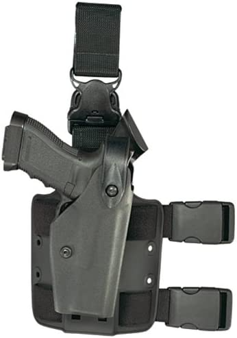 Safariland Model 6005 SLS tactical holster with quick-release leg strap for Glock 19 and ITI light.