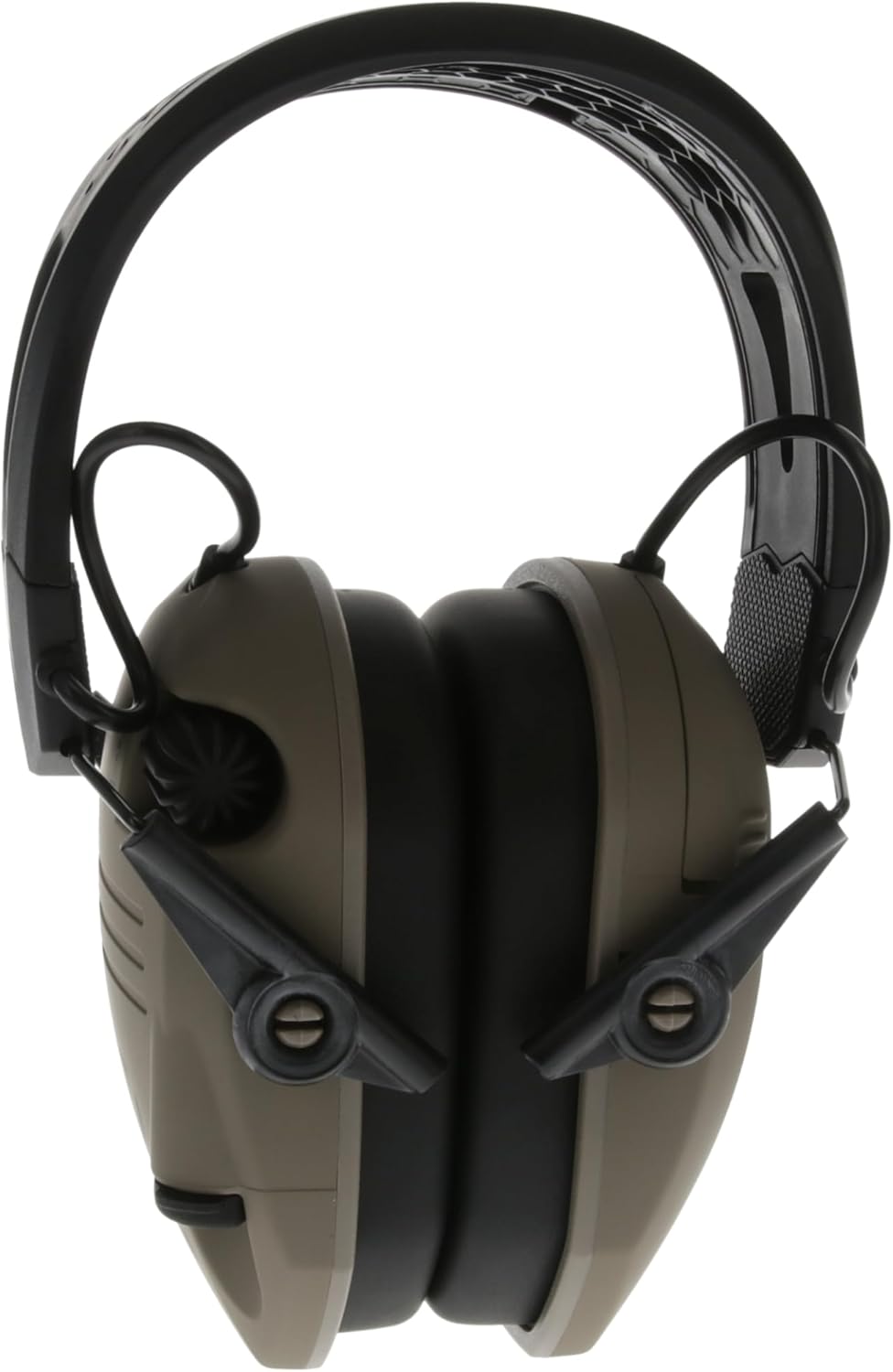 Pair of tactical ear protectors on a white background