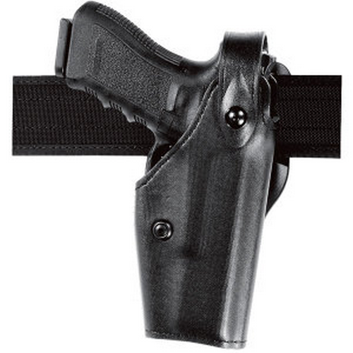Safariland Model 6280 SLS Mid-Ride Level II Duty Holster for Glock 17, featuring a secure self-locking system on a belt.