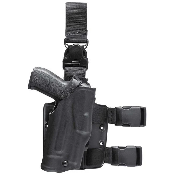 Safariland Model 6355 ALS Tactical Holster with Quick-Release Leg Harness for Glock 34, showcasing secure retention and stability.