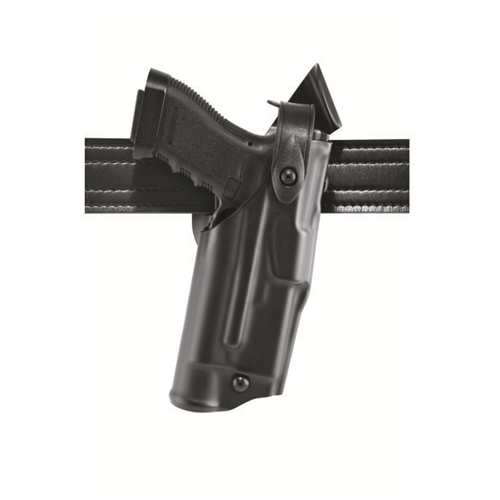 Safariland Model 6360 ALS/SLS mid-ride duty holster with Glock 19 mounted, showcasing level III retention system.