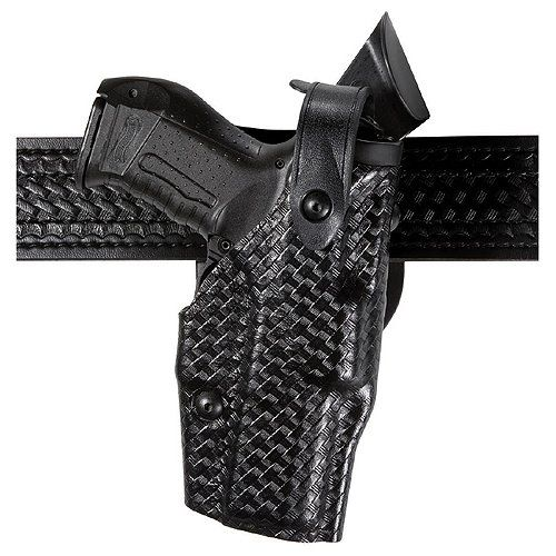 Safariland Model 6360 Level III retention duty holster for Sig Sauer P320C w/ light, featuring ALS and SLS systems.