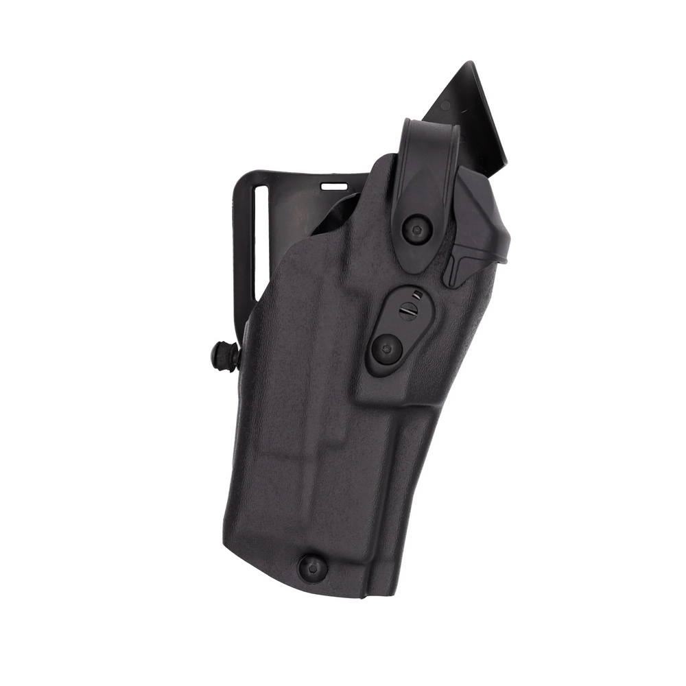 Safariland Model 6360RDS ALS/SLS Mid-Ride Duty Holster for Glock 17 MOS w/ Light, showcasing secure black polymer design.