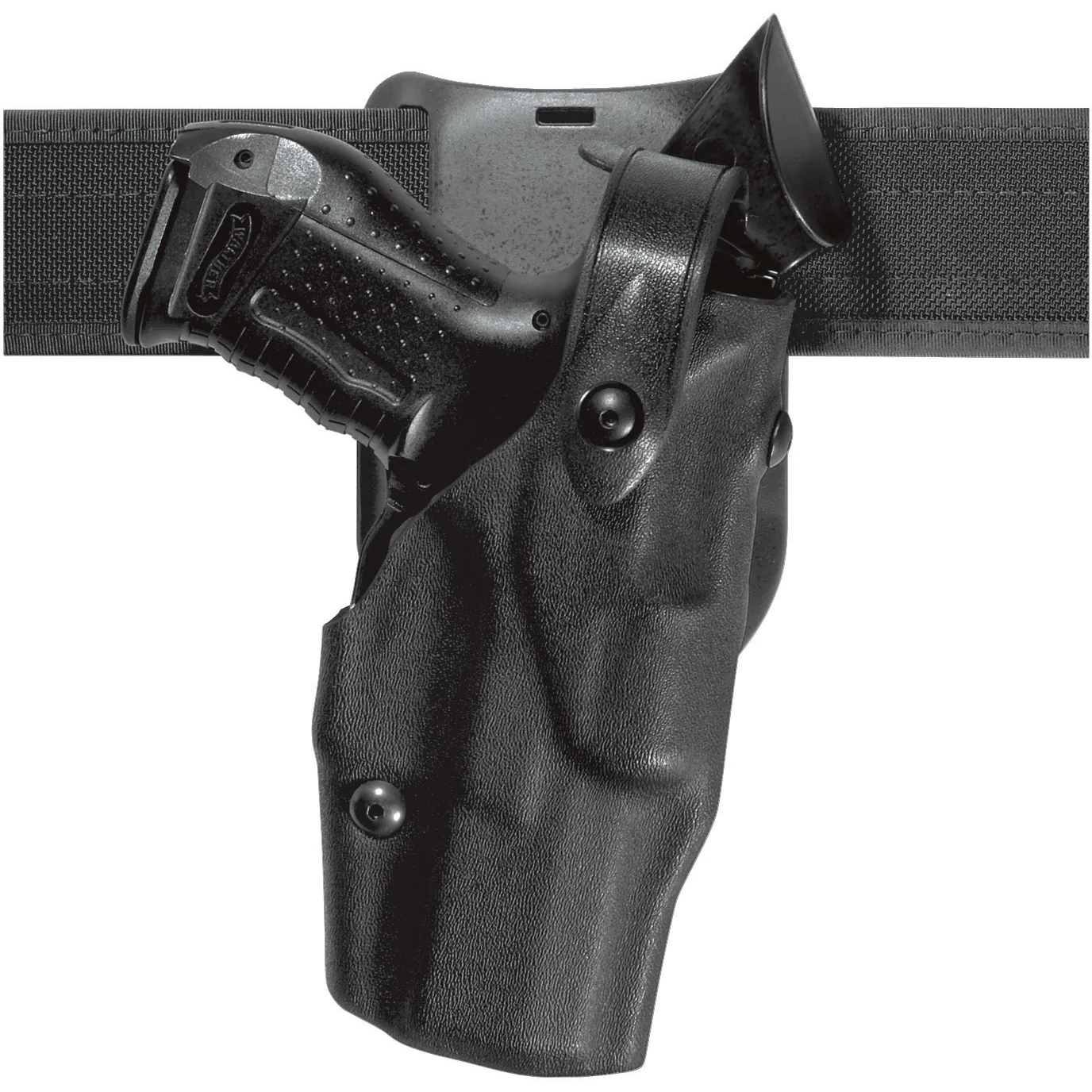 Safariland Model 6365 ALS Low-Ride Duty Holster with Glock 17 for secure firearm retention and quick access.