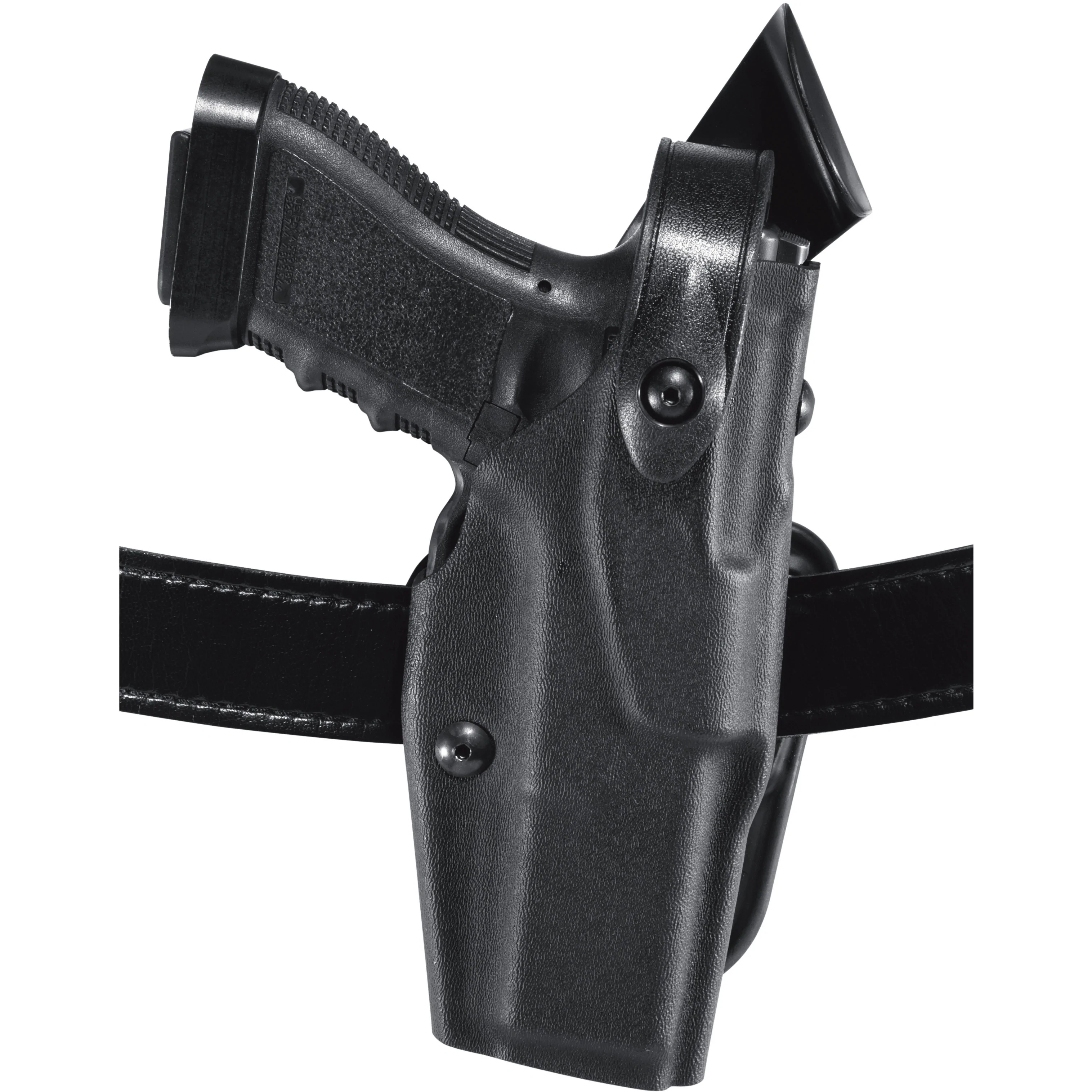 Safariland Model 6367 ALS/SLS Concealment Belt Loop Holster for Smith & Wesson M&P 45 w/ Light with gun in holster.