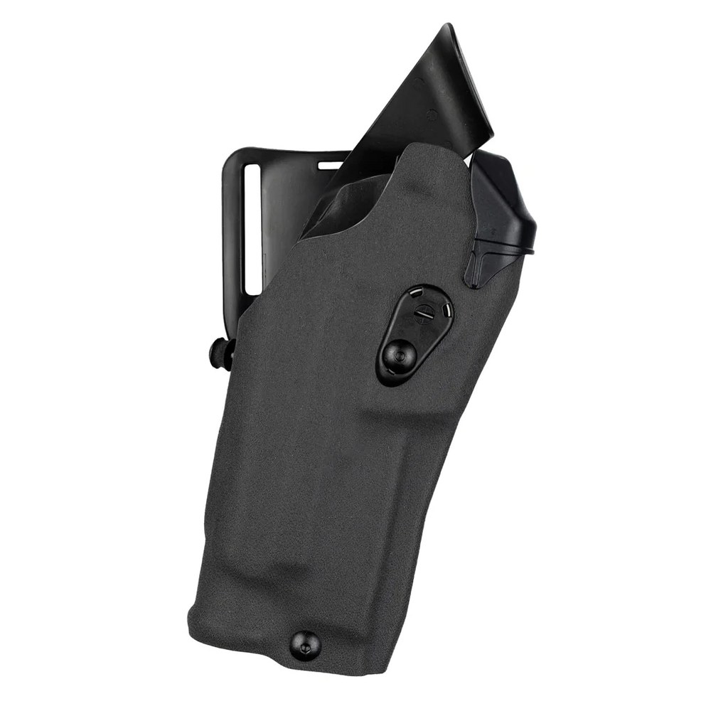 Safariland Model 6390RDS ALS Mid-Ride Holster for Glock 19 with Compact Light, showcasing its durable design and locking system.