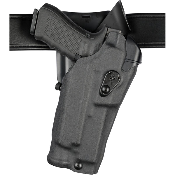 Safariland Model 6395RDS holster securely holds Smith & Wesson M&P 2.0 9 with light, featuring ALS technology.