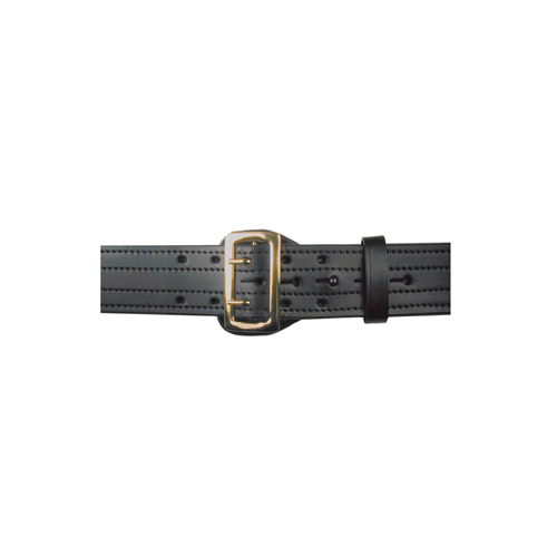 Boston Leather Sam Browne Belt with solid brass buckle, four-row stitching, and adjustable fit. Ideal for durability and style.