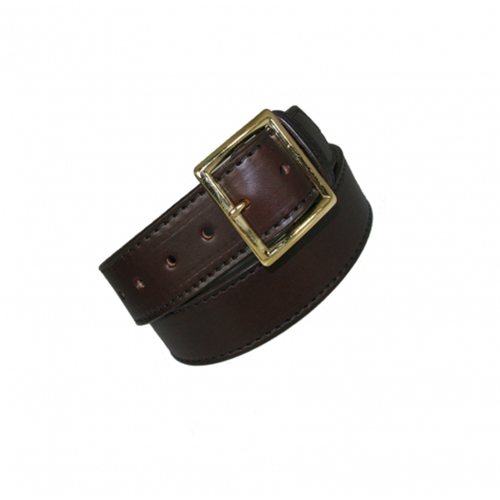 Boston Leather 1 3/4 Lined Garrison Belt with gold buckle, made of drum dyed full grain English Bridle leather.