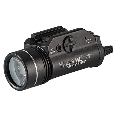 Streamlight TLR 1 HL tactical flashlight showcasing lightweight design and high lumen output for superior visibility.