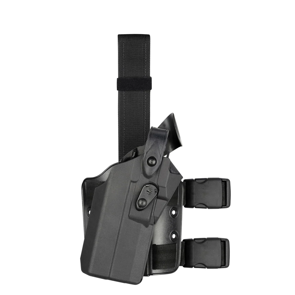 Safariland Model 7304RDS 7TS ALS/SLS Tactical Holster for Glock 19 with Compact Light, showcasing its secure design and features.