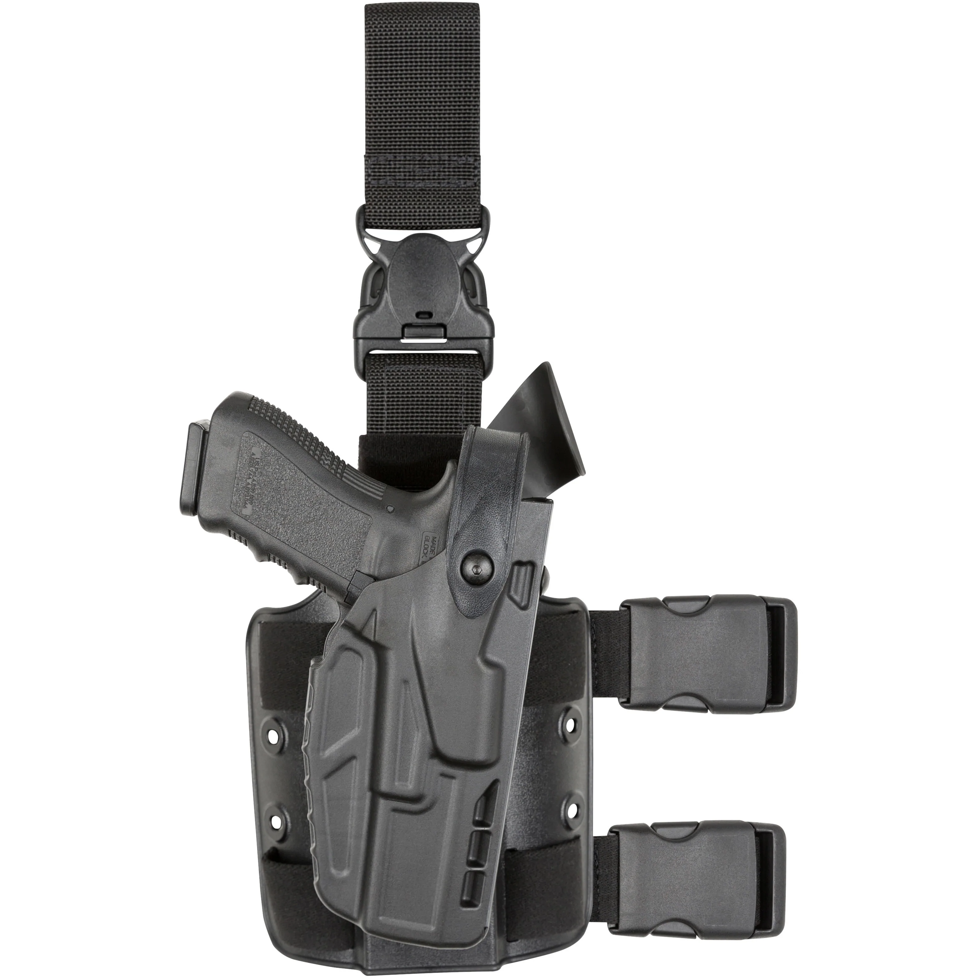 Safariland Model 7305 tactical holster for Sig Sauer P229, featuring quick release and Automatic Locking System.