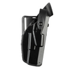 Safariland Model 7360 7TS ALS/SLS Mid-Ride Duty Holster in black, designed for Sig Sauer P320 with light attachment.