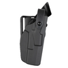 Safariland Model 7360 7TS ALS/SLS Mid-Ride Duty Holster for Sig Sauer P320 9C in black ergonomic design.