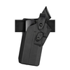 Safariland 7360RDS Mid-Ride Duty Holster mounted on belt for Glock 19 with Compact Light, showcasing ALS retention system.