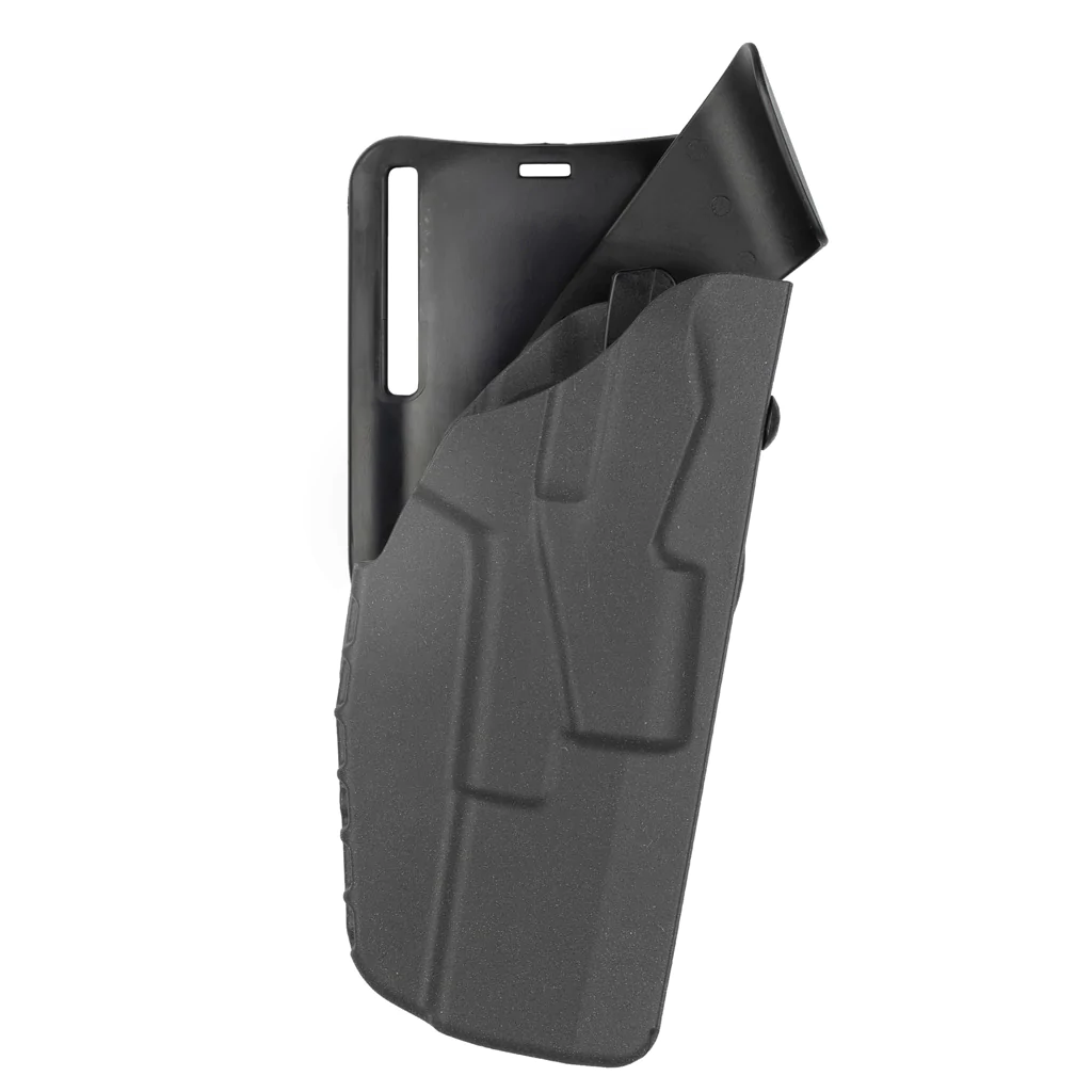 Safariland Model 7395 7TS ALS Low Ride Duty Holster for Glock 17, showcasing its ergonomic design and secure holstering system.