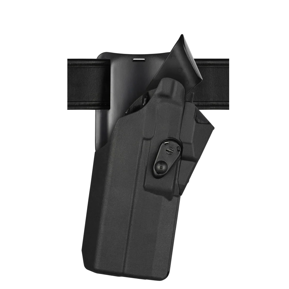 Safariland Model 7395RDS 7TS ALS Low-Ride Duty Holster attached to a belt, designed for Glock 17 with light.