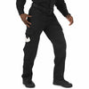 Person wearing black tactical pants on a white background