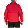 man wearing a red 5.11 Tactical Fleece 2.0 jacket from the back, showcasing its warm and functional design.