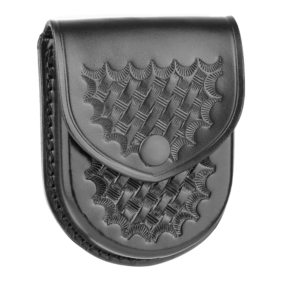 Dutyman Basketweave Leather Round Bottom Closed Single Cuff Case 8121B